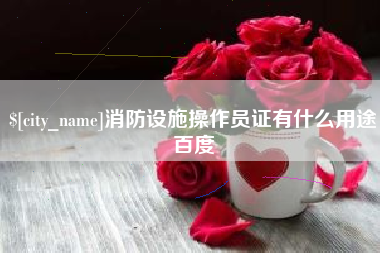 岑溪消防设施操作员证有什么用途百度