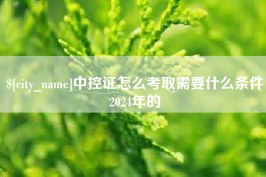 岑溪中控证怎么考取需要什么条件2024年的
